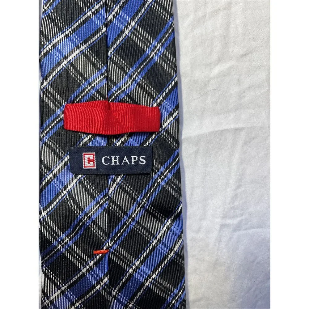 Chaps Black/Blue 100% Silk‎ Tie